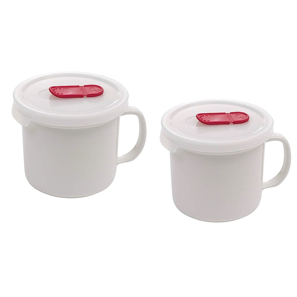 GoodCook Stoneware White Vented Soup Mug 20 oz Microwave Whit Lid Work College